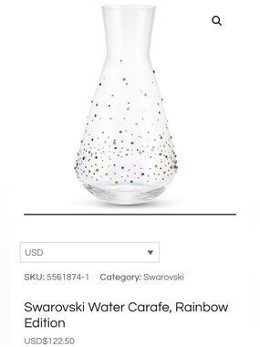 Swarovski Clear Glass Carafe with Multicolor Crystal Dots